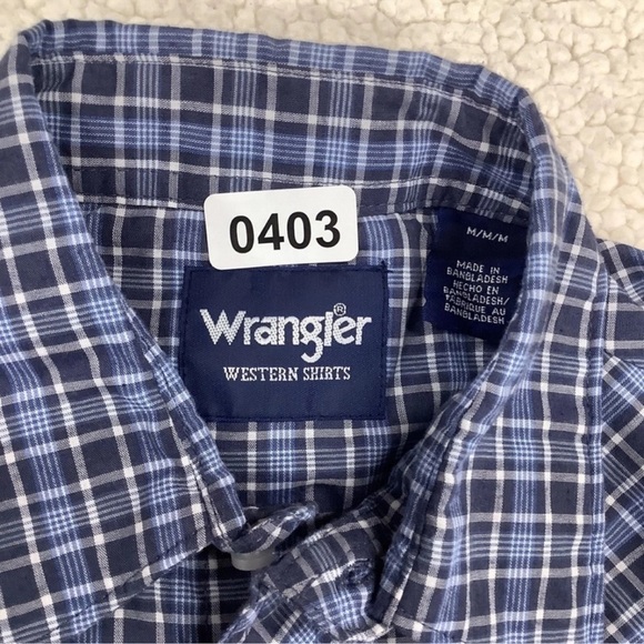 Men’s Wrangler Western Plaid Pearl Snap Long Sleeve Shirt Blue Plaid Size Medium - Picture 3 of 6